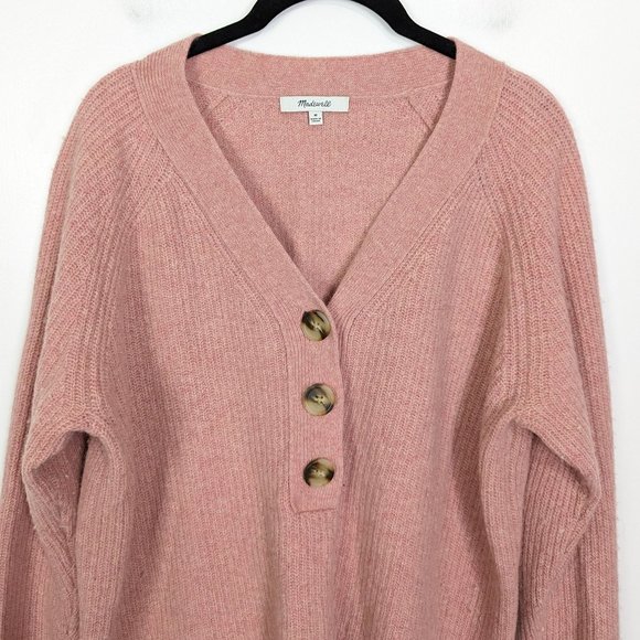 COPY - Madewell Pink Wool Blend Pink V-Neck Sweater Size M - Picture 2 of 6